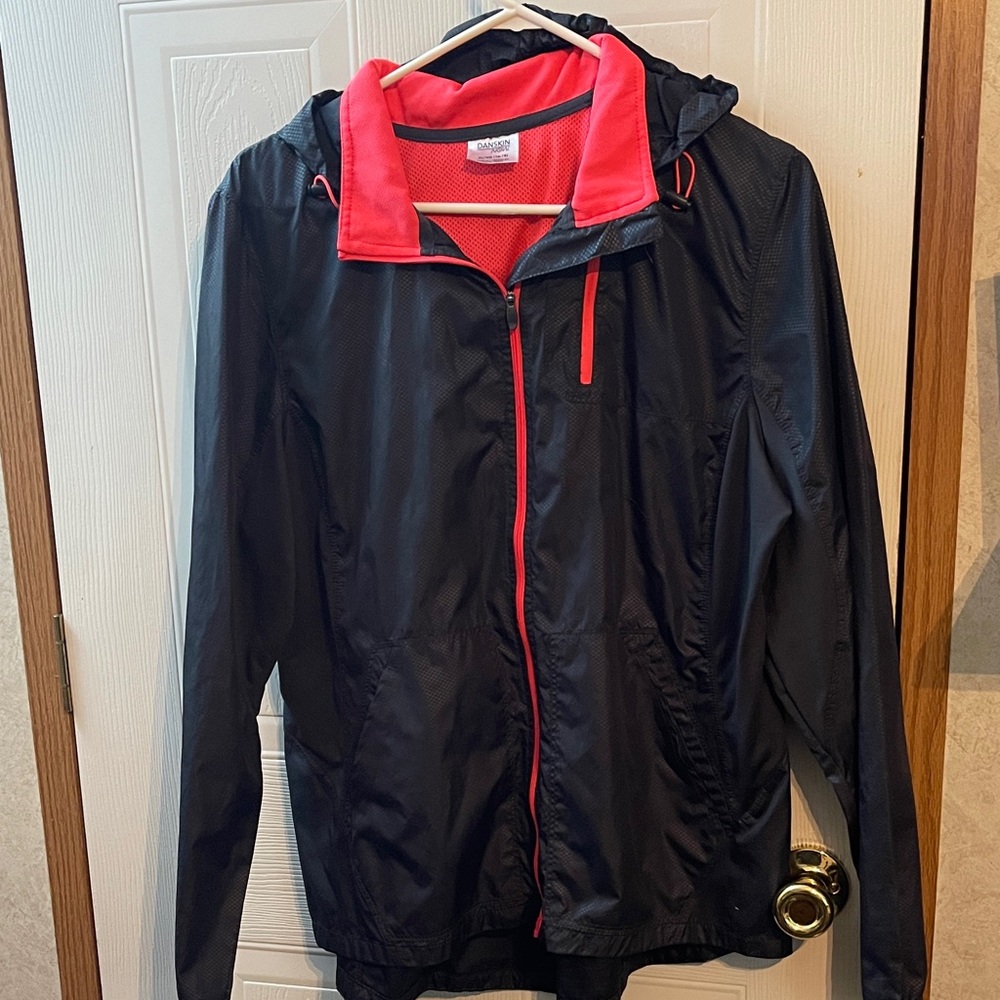 Danskin dark gray coral womens rain jacket with hat   16/18